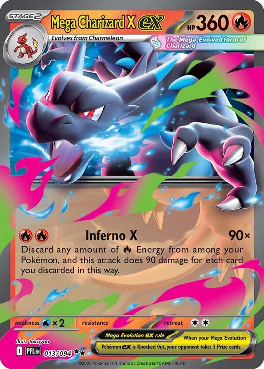 Mega Charizard X ex #13 – Pokémon Phantasmal Flames – Löskort Near Mint