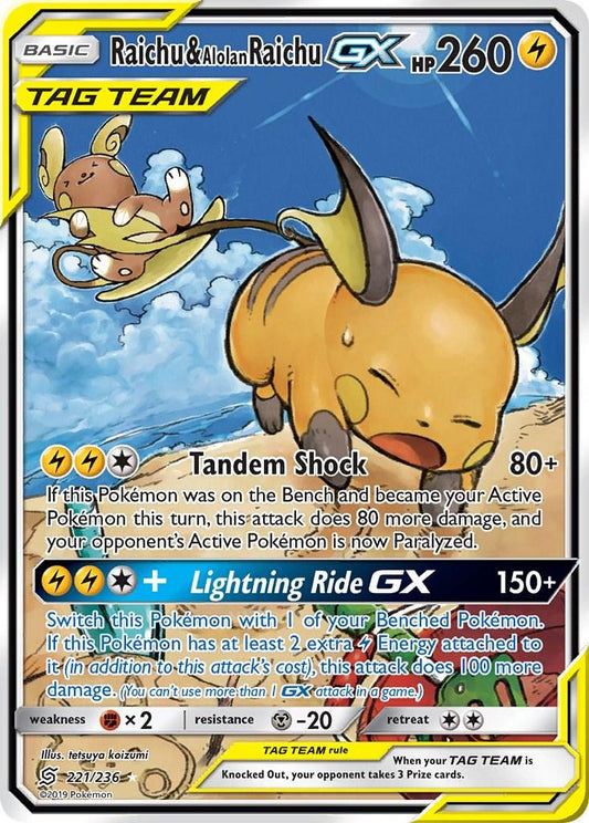 Raichu & Alolan Raichu GX #221 – Pokémon – Löskort Near Mint / Lightly Played
